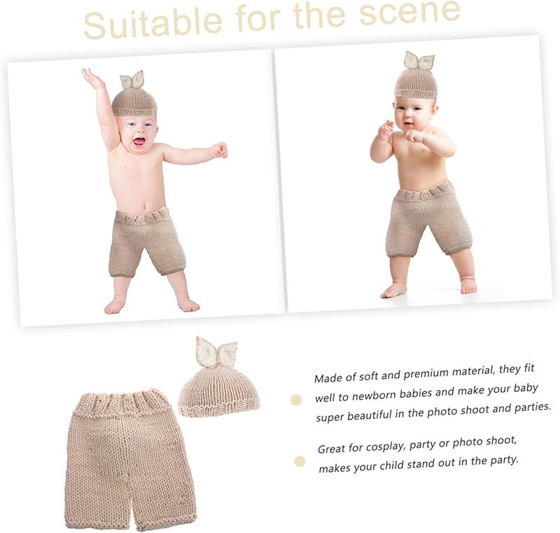 Baby Knitted Costume Pants Hat Set Soft Warm Newborn Photography Props - Image 5